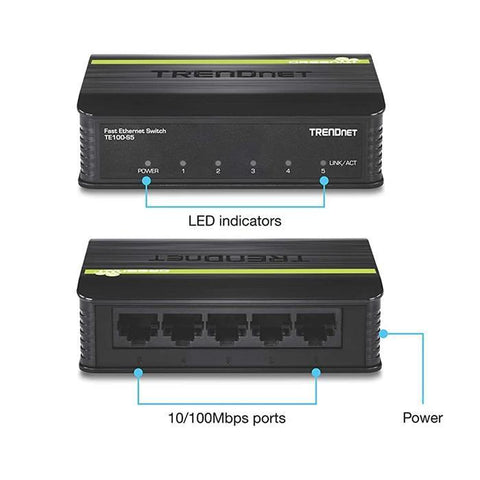 TRENDnet TE100-S5 5 Port 10-100Mbps Switch