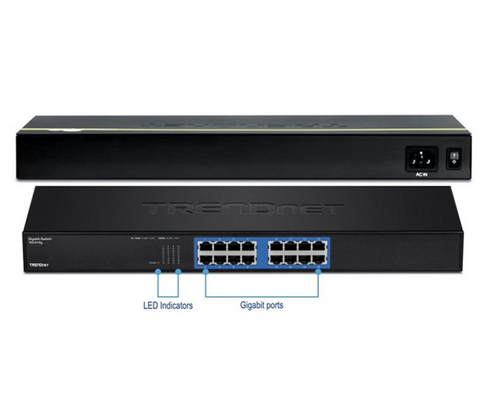 TRENDnet TEG-S16g 16-port Gigabit GREENnet Switch(Rack Mount)