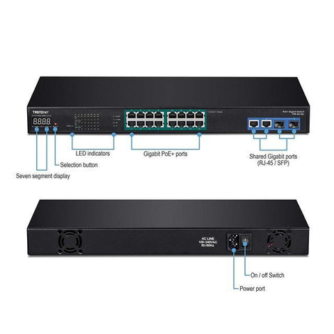 TRENDnet TPE-3018L 18-Port Gigabit PoE AV Switch with LED display