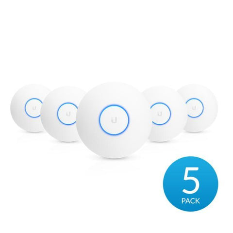 Ubiquiti UAP-AC-PRO-5PK 3dBi 22dBm 450Mbps 3x3 @ 2. 4GHz & 3dBi 22dBm 1300Mbps 3x3 @ 5GHz 2xGigabit 122m (POE Not Included) - White